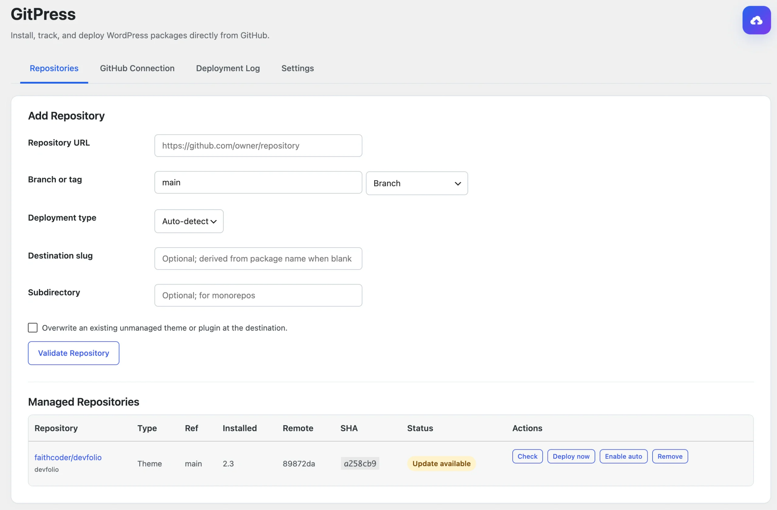 GitPress product screenshot